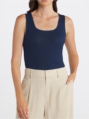 NWT 41 Hawthorn Kyle Square Neck Modal Fitted Rib Tank Navy Stitch Fix